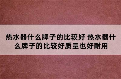 热水器什么牌子的比较好 热水器什么牌子的比较好质量也好耐用